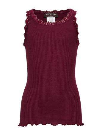 Silk Top W/ Lace T-shirts Sleeveless Röd Rosemunde Kids