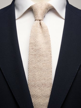 Sand Knitted Tie Linen