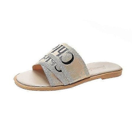 "2024 Dam Lågklackade Tygtofflor Designer Nya Skor Platt Sandaler Strandskor För Kvinnor Tofflor Damer"