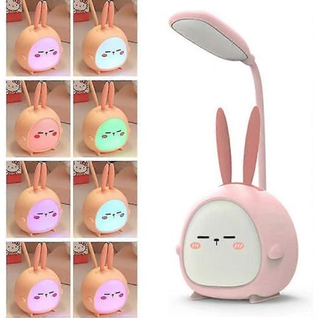 Bærbar LED Skrivebordslampe med Natlys, Foldbar USB Opladningslæselampe, Farverig Atmosfære Bordlampe