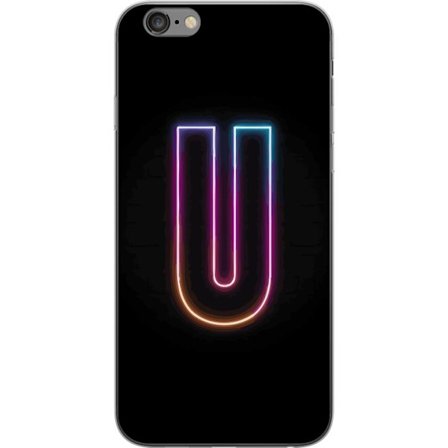 Kompatibelt Mobildeksel til Apple Apple iPhone 6 Plus Minimalistisk neonbokstav U i fargerik lys effekt mot svart bakgrunn