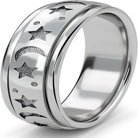 925 Sterling Silver Ångestringar - Spinnerringar för Kvinnor & Män - 360° Roterande Ring för Stresslindring & Oro i Platina