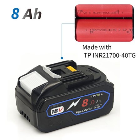 TPCELL 8/10Ah 18V 21700 kennoakku MKT 18V sähkötyökaluille
