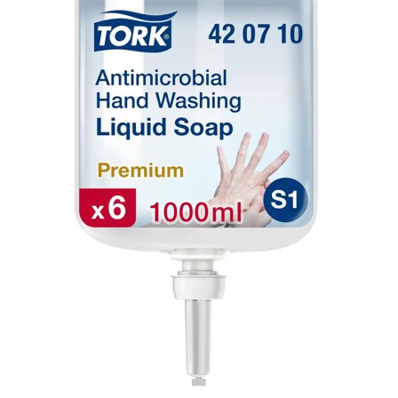 TORK Handtvål S1 Antimikrobiell Flytande 1l - Lyreco - Städ och hygien - Tvål och hygien - Hygiensystem - Tork