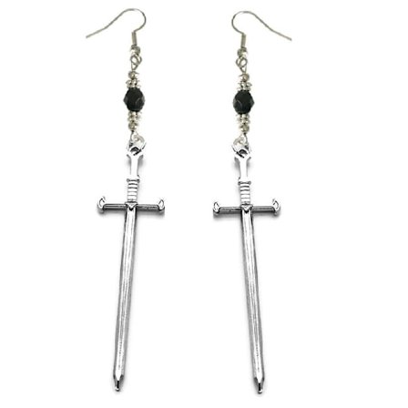 Earrings - Sword - Bead - Black