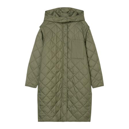 Marc O'Polo, Hooded quilted coat with detachable sleeves Zielony, Kobieta, Rozmiar: XL