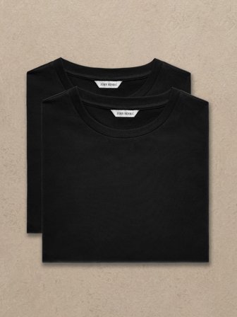 John Henric Men's 2er-Pack Schwarz Slim Fit Lightweight T-Shirt Size M