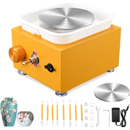 Sähköinen savenvalajan pyörä, säädettävä 2000 rpm, irrotettavalla ABS-kulholla ja 6,5/10 cm:n levysoittimella