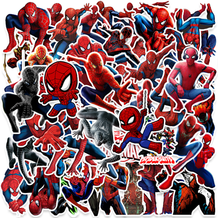 50 stk Superhelt Klistremerkesett - Spider Man Dekal Dekorasjon for Bil, Laptop, Skateboard, Sykkel, Moped, Motorsykkel, S