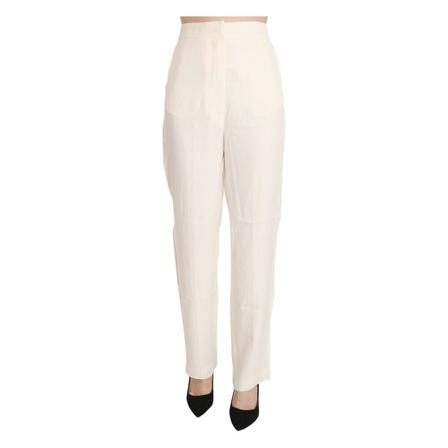 Dondup, High Waist Straight Cut Dress Trousers Biały, Kobieta, Rozmiar: M