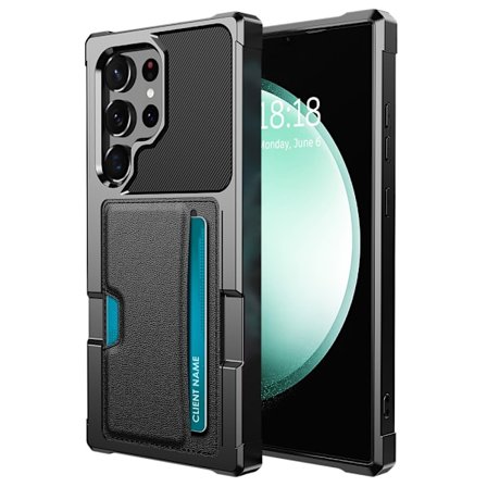 SKALO Samsung S24 Ultra Stødsikker kortholder i læder - Sort