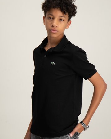 Lacoste CHEMISE COL BORD-COTES MA Czarny Koszulki polo Chłopiec - Kids Brand Store