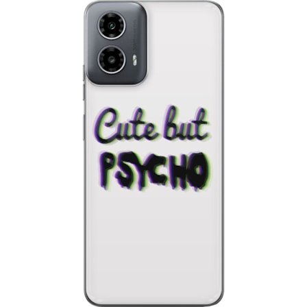 Kompatibel Mobilcover til Motorola Moto G34 Rainbow-farvet legetøjsfigur med et glad ansigt og farverige cirkler i en legesyg studieillustration