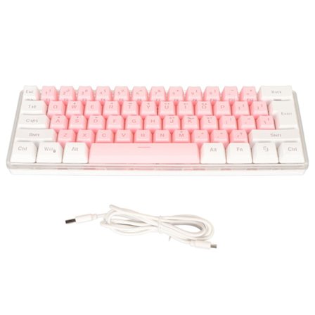 60 Kablet Gaming Tastatur RGB Mini Kompakt 61 Taster Imiteret Mekanisk Teknik til Gamer Maskinskriver Hvid Pink