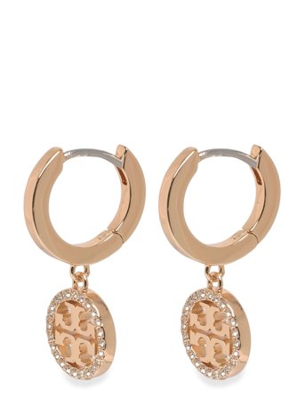 Tory Burch Miller Pave Huggie Hoop Earrings - Gold - ONE SIZE