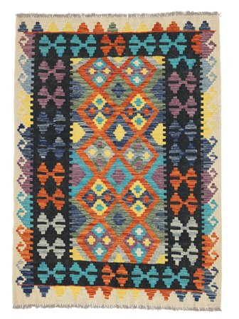 Kilim Afghan Old Style Rug Oriental Black/Orange (Wool, Afghanistan)