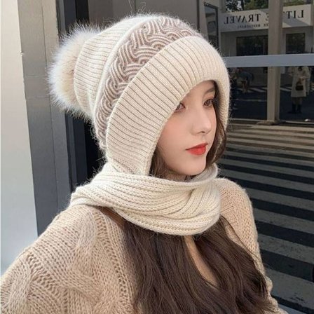 Beanie Hat Scarf Hals Scarf Cap BEIGE - spot sales