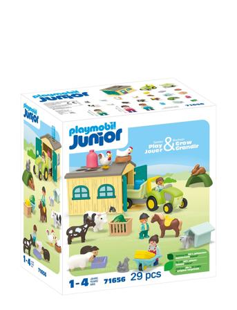 Junior: Farm Adventure With Tractor, Trailer, And Animal Friends Toys Playmobil Toys Playmobil 1.2.3 Multi/patterned PLAYMOBIL