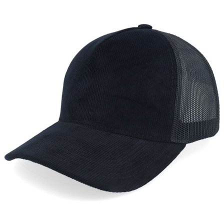 Equip - Svart trucker Keps - Blank Cord Black A-frame Trucker @ Hatstore