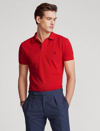 Polo Ralph Lauren Slim Fit Mesh Polo Shirt - Red - XS