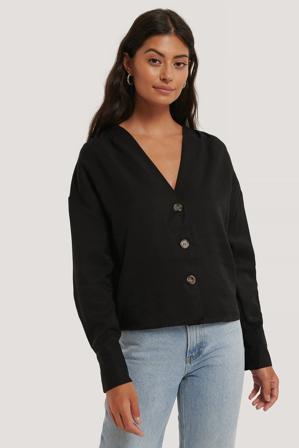Misslisibell x NA-KD Wrinkle Shoulder Blouse - Blouses - Noir - EU 36