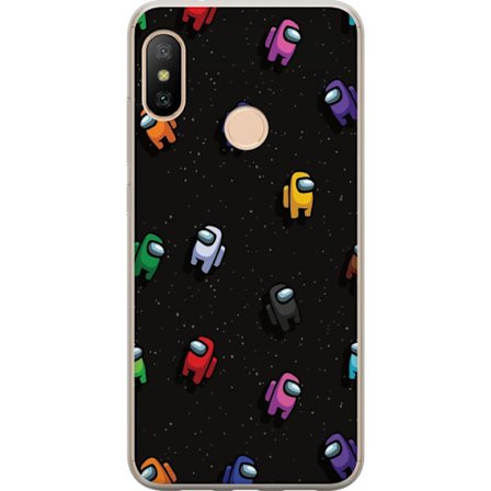 Yhteensopiva Puhelinkuori Xiaomi Xiaomi Redmi 6 Pro Among Us-kuviointi värikkäillä hahmoilla avaruudessa, leikkisä peliteema täydellinen Among Us