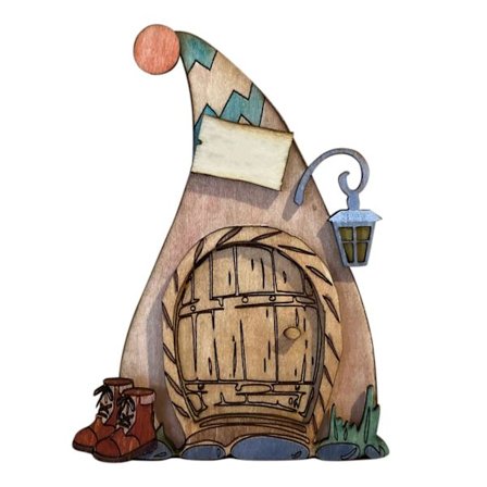 Tonttuovi satumainen ovi kodin portaiden koristelu puiset koristeet puutarhakoristeet käsityöt