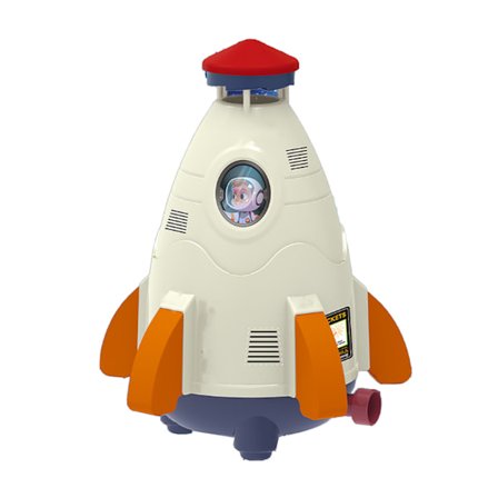 Rymdraket-spruta 360 graders rotation Sommar utomhus trädgårdsspruta Raket leksak för pojkar flickor Vit