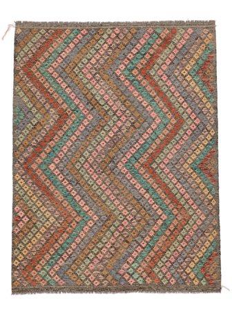 Kelim Afghan Old Style Matta 186X235 Brun/Svart Ull, Afghanistan