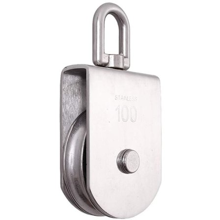 M100 Løfte Enkelt Trisse Rulle Belastning 1000kg, Kraftig 304 Rustfrit Stål Enkelt Hjul Drejelig Løfte Reb Trisse Blok