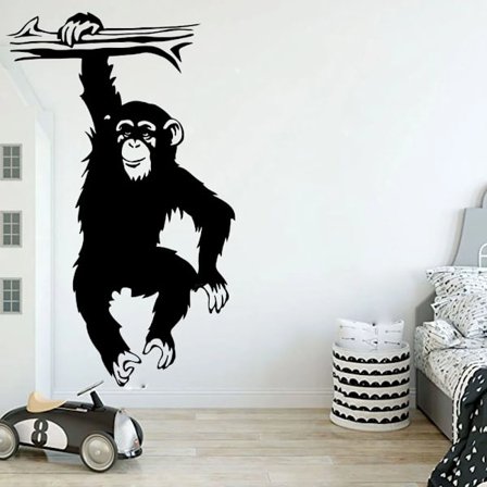 Large Funny Monkey Tree Wall Decal Nursery Kids Room Cartoon Jungle Forest Monkey Animal Branch Wall Sticker Bedroom Vinyl Decor