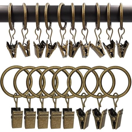 100 stk metallgardinringer med klyper, gardinklyper med ringer, gardinringer med en indre diameter på 2,54 cm, egnet for en gardinstang med