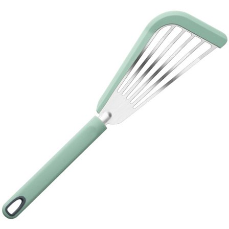 Silikonspatel for non-stick kokekar - Varmebestandig BPA-fri fiskespatel - Tynn, slisset med mintgrønn farge - Ideell for fiskeeggpannekaker