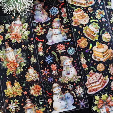 2 Sheets Vintage Christmas Elk Snowman Scrapbooking Stickers DIY Decorative Pet Stickers For Journals Planners Laptops Crafts