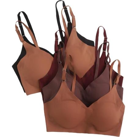 dusa Dam 5-pack Vadderade Sömlösa Braletter BH Linne Topp Vardags-BH:ar Bruna Flera Stora