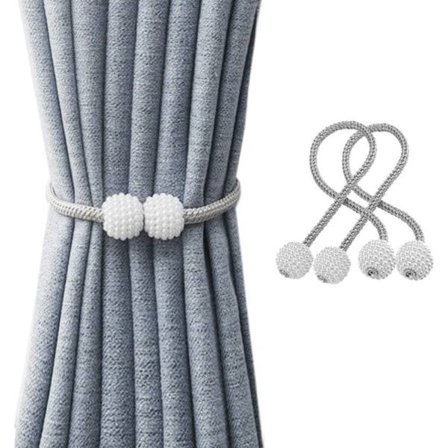 Verhokiinnikkeet, 4 kpl Magneettiset verhokiinnikkeet Helmi pallo Verhokiinnikkeet Köysipidike Verhon kudontapidike Soljet