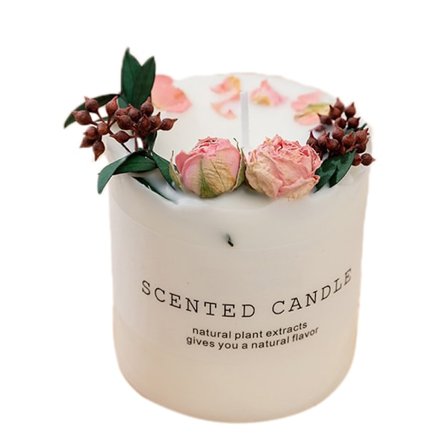 Duftlys Sojavoks Tørret Blomst Glasdæksel Træmåtte Aromaterapilys til Hjemindretning Fødselsdagsgave Type 3