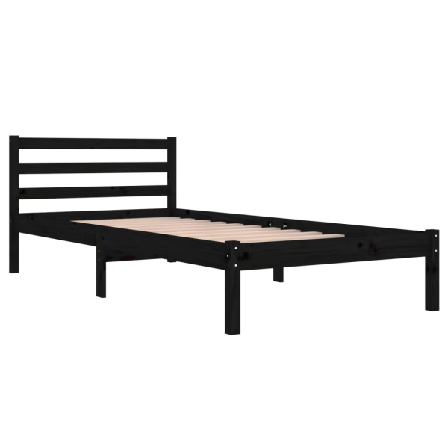 Vidaxl Sängram Massiv Furu 90x200 Cm Svart Svart