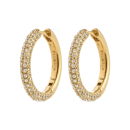 MATCH - Tatum Large Hoops Gold-Plated - Pilgrim - Str. ONESIZE - Dame - Tilbehør - Gul - 96% resirkulert stål, 3% krystaller 1% belegning