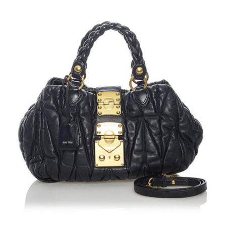 Miu Miu Pre-owned, Leather Handbag Zwart, Dames, Maat:ONE Size