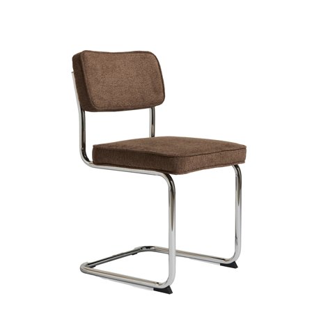 Rupert Spisebordsstol, Chenille - Brun - 50x53x84cm - Elegant spisebordsstol med Kromben, Blød polstring & Koldskum - Max 110 kg