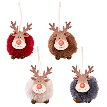 4 st artiklar de dekoration de Noël grand agneau pomponger wapiti pendentifs ambiance des fêtes arbre de Noël pendentifs