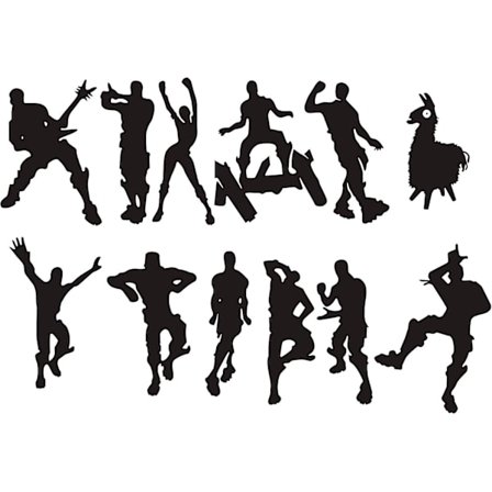 Stor spel väggdekal affisch dansande hud och klisteraffisch klistermärke rum spel klistermärke (svart)