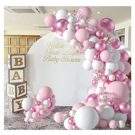 Macaron Rosa Ballongbåge Välkommen Baby Shower Alla Hjärtans Dag