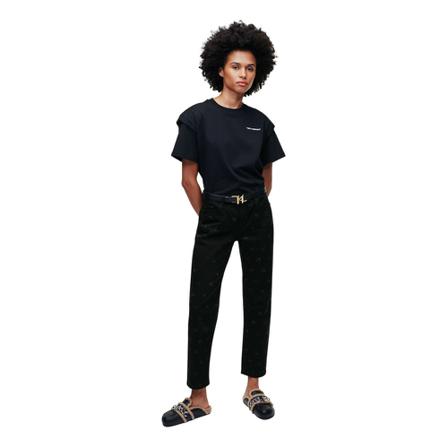 Karl Lagerfeld Sparkle Monogram Denim Sort, Dame Bukser, Størrelse: W26