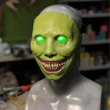 Led Halloween Skräckmask Cosplay Skrämmande Smiley Face Demon Mask Skrämmande Green With LED