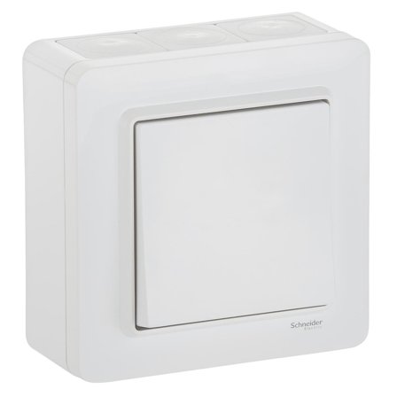 Schneider Electric WDE002975 Strömbrytare utvändig, IP44, vit Trapp/1-pol, Strömbrytare & vägguttag