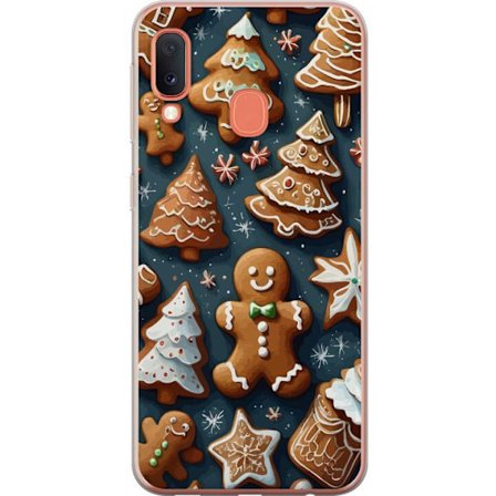 Samsung Galaxy A20e Läpinäkyvä kuori Piparkakkutaikina muotoiltu puiksi, miehiksi ja tähdiksi, koristeltu sokerikuorrutteella kodikkaassa talvimal