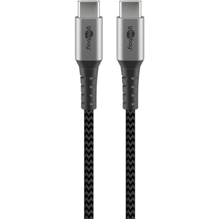 USB-C -till-USB-C -textilkabel med metallkontakter 2 m