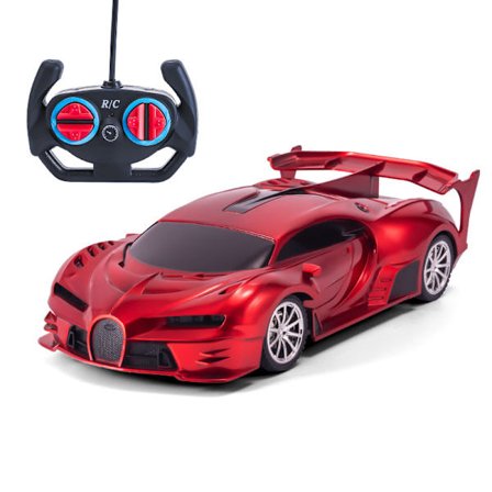 Fjernstyrt bil med litiumbatteri, fireveis drift, trådløs belysning, sportsbil, pedagogisk lekebil for gutter